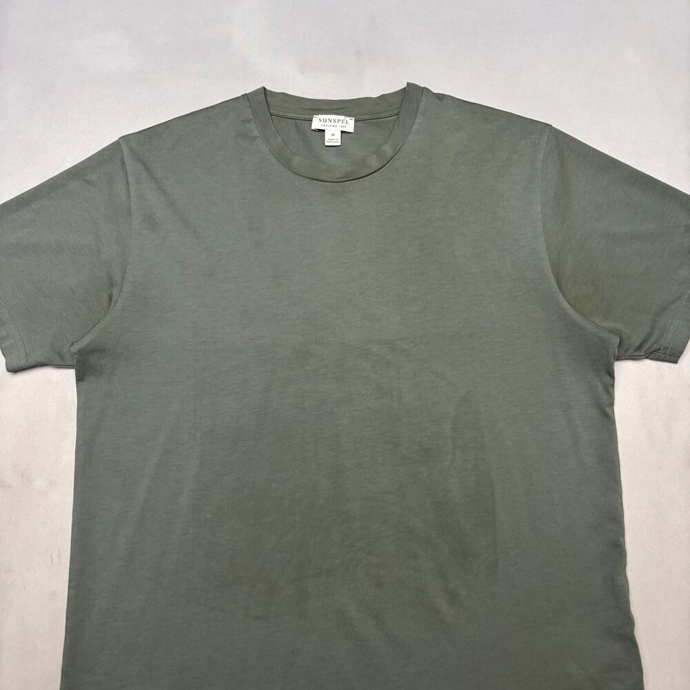 Sunspel Riviera Midweight Short Sleeve T Shirt Men's Medium Green - Picture 2 of 12